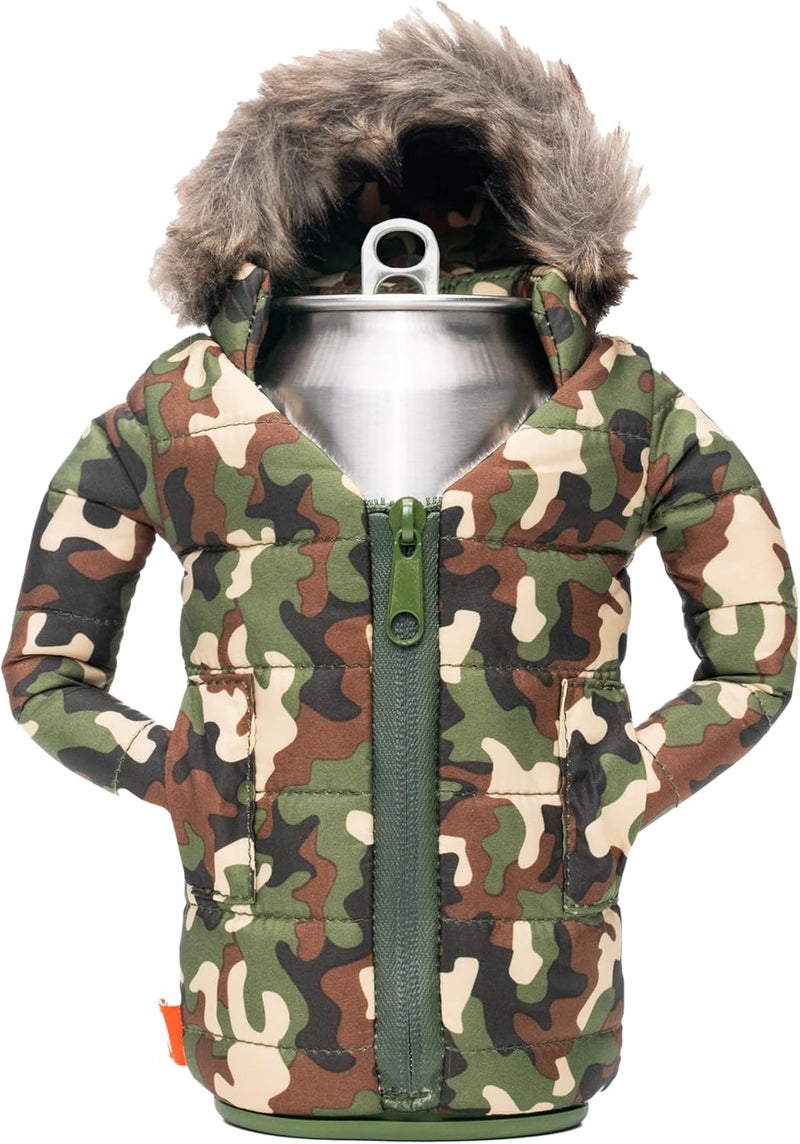 PUFFIN - The Pahka Parka - Insulated 12 oz Can Cooler I Beer Bottle & Soda Can Insulator, Keep Drinks and Beverages Cold - Camo - Image 1